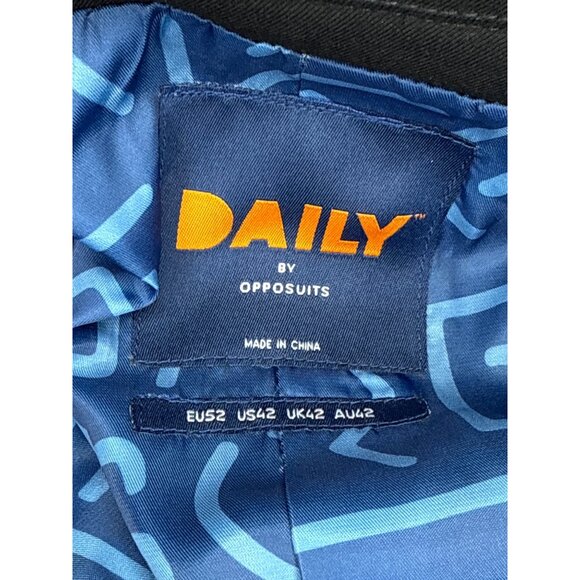 Daily OppoSuits Men's Blazer Sports Coat Black Two Button Solid Lined Size 42 - Picture 10 of 13